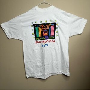 Vintage San Francisco Nite Tee Short Sleeve Single Stitch Made USA mens XL White
